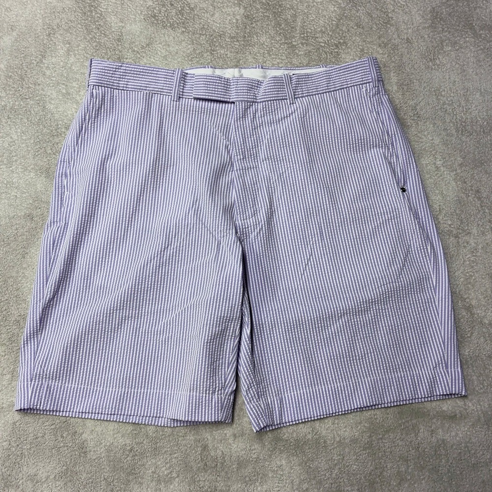 Ralph Lauren RLX Seersucker Shorts 9" Purple White Striped Golf Mens 36